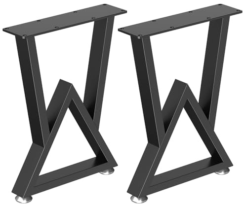 Yawinhe Métal Pieds de Table,2 Pack V-Type Pied de Table,Noir 30x41.5cm | Pieds de Bureau Réglables,DIY Pieds de Meubles Lourds,Pied de Table Industriel en Fer pour Table Basse,Table à Manger