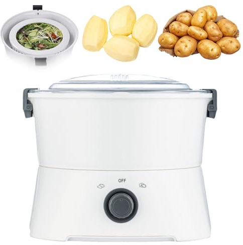 Peladora de Patatas Eléctrica, Peladora de Patatas Eléctrica Automática de 85 W, Accionamiento con Un Solo Botón, Deshidratador de Ensaladas y Secadora de Verduras, Peladora Rápida de Acero Inoxidable