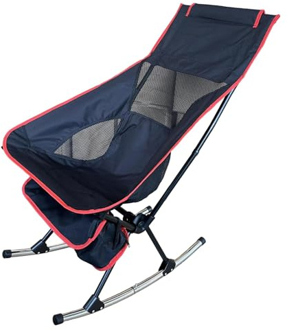 SunsoilGiant Outdoor Schaukelstuhl Campingstuhl Schwingstuhl mit Rutschfesten Füßen Atmungsaktivem Sitz Und Robustem Metallrahmen für Sport Picknick Outdoor Aktivi, Schwarz