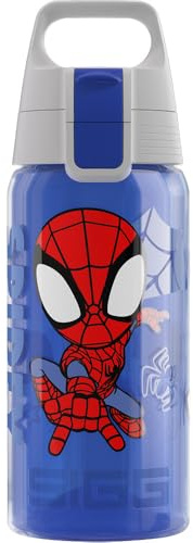 Sigg - Botella para niños - Viva One Marvel - Spidey - Apto para bebidas carbonatadas - A prueba de fugas - Apto para lavavajillas - Libre de BPA - Deportes y Escuela - Azul - 0.5L