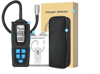HD02 Kältemittel-Lecksuchgerät mit Digitalanzeige, 0,5 oz/Jahr Empfindlichkeit für R22/R32/R134a, 3-fach Alarm, 270mm Schlauch, °C/°F umschaltbar