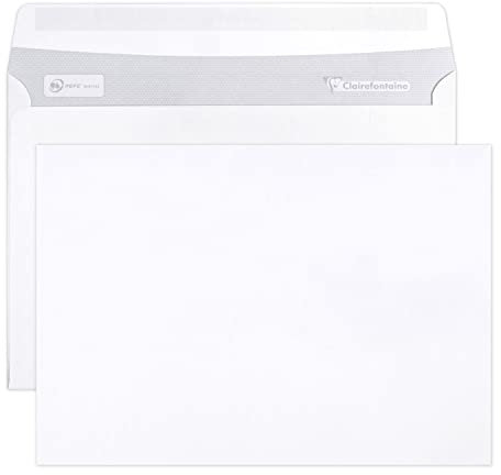 Clairefontaine 2642C - Karton mit 500 Umschlägen C5-162x229mm, selbstklebend, 90g, Weiß, 1 Karton