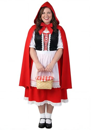 Plus Size Little Red Riding Hood Costume for Women Red Riding Hood Dress and Cape Outfit 1X ? 8X 5X