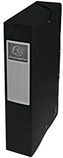Exacompta - Réf. 50601E - 1 boite de classement avec élastiques Exabox - en carte lustrée 600g/m2 - Dos 6 cm - dimensions 25 x 33 cm - pour documents A4 - couleur noir - livrée montée
