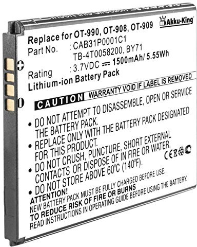 Akku-King Akku kompatibel mit Alcatel CAB31P0000C1, BY71-1500mAh - für One Touch OT 908, 909, 910, 915, 918D, 983, 985, 990, Pop C1