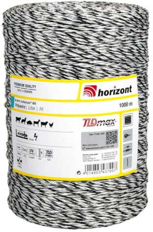 Horizont Turbomax W6 filo per recinzione elettrica, 1000 m, bianco, 6 x TBmax 0,30 mm, carico di rottura 180 kg, per recinzioni lunghe con vegetazione fitta