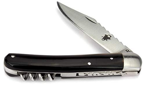 Thiers-Issard Massu/Alsacien - 10 cm Taschenmesser aus Frankreich - Griffschalen Horn - Korkenzieher - Messer Klinge 8 cm 12C27 Sandvik Stahl