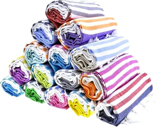HAVLULAND 6-Packs Turkish Beach Towel Oversized 72x40, 100% Turkish Cotton, Quick Drying Bath, Pool & Beach Towels - Sand Free, Extra Large, Ultra Soft, Compact & Lightweight for Travel