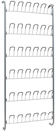 Neu Home Organize It All Over-The-Door Hanging Wire Shoe Rack | Dimensions: 23.87 x 6.75 x 59.62 | Holds 18 Pairs | Durable | Closet Organization | Sliver