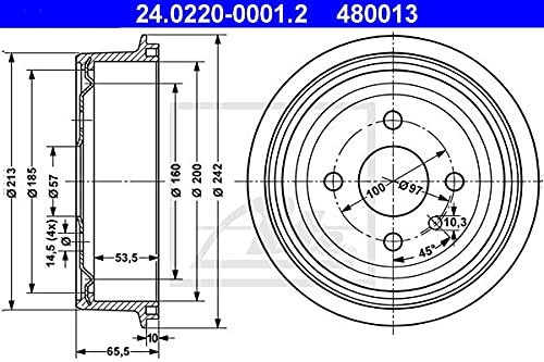ATE 24.0220-0001.2 Bremstrommel
