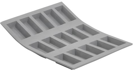De Buyer - Plaque de 15 mini Financiers ELASTOMOULE en mousse de silicone - 21 x 17,6 cm, portion 4,9 x 2,6 cm -, Gris