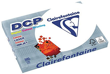 Clairefontaine 3802C Druckerpapier DCP Premium Kopierpapier für farbintensiven Bilderdruck, DIN A3, 29,7 x 42cm, 300g, 1 Ries mit 125 Blatt, Weiß