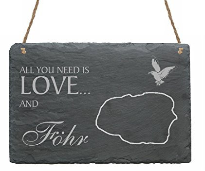 Schiefertafel « INSEL FÖHR » Schild mit Motiv - Größe ca. 22 x 16 cm - Dekoration Wanddeko - Urlaub Ferien Nordsee