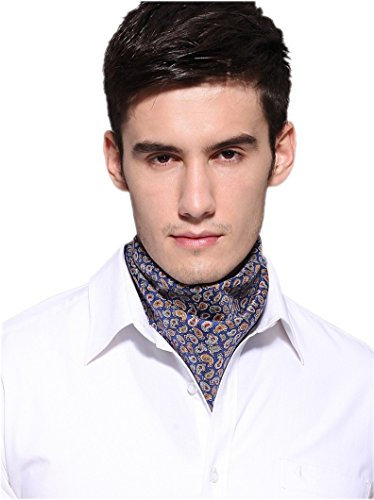 Prettystern Herren 100% Seide Satin Bandana Nickituch Halstuch 53 cm 100% Seide Satin-Tuch Hellblau Paisley 4.