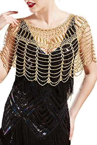 BABEYOND 1920s Shawl Wraps Gatsby Beaded Evening Cape Bridal Shawl Bolero Flapper Cover Up