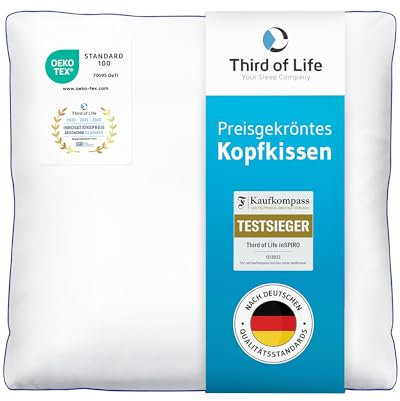 Kopfkissen 60x60 inSPIRO vom Preisträger des Innovationspreis Ergonomie 2025, Ergonomisches Schlafkissen für Seitenschläfer, Rückenschläfer, Bauchschläfer, Ideales HWS Nacken-Kissen, Pillow made in EU