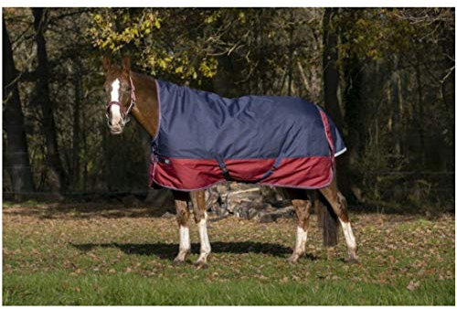 Stalldecke Highneck 1200D TYREX EquiTheme Marineblau/Bordeauxrot 165cm