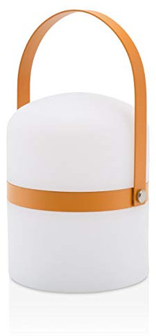 LUUK LIFESTYLE Gran linterna de diseño para exteriores e interiores, decoración moderna, recargable y portátil, en naranja curry mate