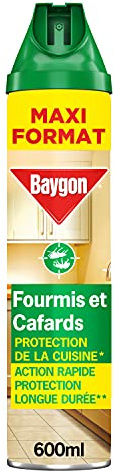 Baygon 2en1 Aérosol contre Cafards/Fourmis 600 ml