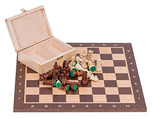 Square - Pro Schach Set Turnier Nr. 4 WENGE - Schachbrett + Schachfiguren Staunton 4 + Koffer - Schachspiel aus Holz