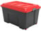 SUNDIS | GRANDE Malle de Rangement LOCKER avec Couvercle - 135 Litres - Noir et Rouge
