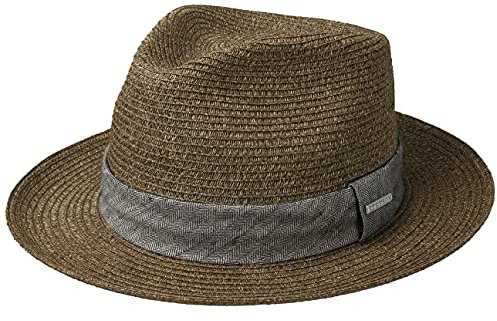 Stetson Chapeau en Paille Lintano Toyo Femme/Homme - Traveller de Soleil avec Ruban Gros Grain Été Printemps-été - S (54-55 cm) Marron