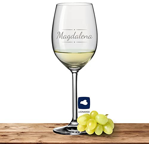 Deitert Leonardo Weißweinglas mit Namen oder Wunschtext graviert, 370ml, Ciao+, personalisiertes Premium Weinglas in Gastroqualität, (Verzierung 03)