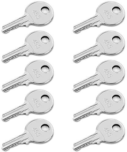 QWORK® Ignition Keys 455 for Boom Lifts Scissor Lift Genie Skyjack Terex, Heavy Equipment Forklift Key, 10 Pack