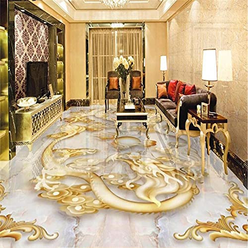 Pintura decorativa a gran escala personalizada tridimensional estilo chino cuentas de dos pisos relieve jade tallado suelo 3D-430 * 300cm