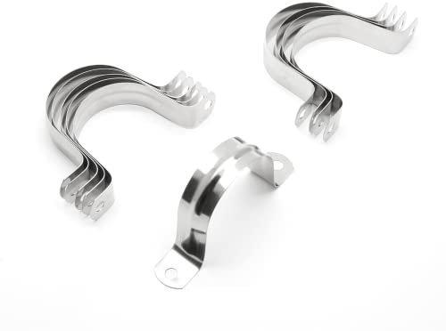 Jersvimc 10 abrazaderas de conducto grandes de acero inoxidable de 2 pulgadas, correa de dos agujeros, soporte en U, correa de tubo rígida, abrazadera de metal en U, correa de conducto, clips de