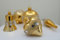 Set 5 decorazioni ornamentali in vetro soffiato e decorato a mano per albero di Natale, oro