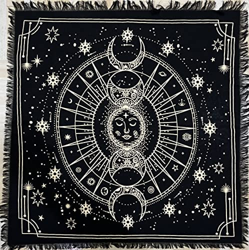 Indian Consigners Moon Phases Altar Cloth Celestical Tarot Deck Alter Square Wall Hanging Tablecloth Sacred Place Home Décor Moon Faces