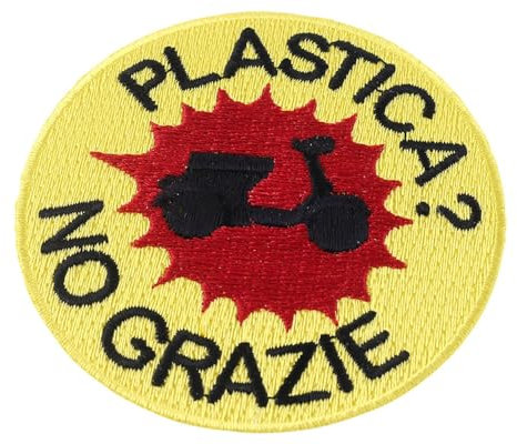 2EXTREME Aufnäher Plastica ? No grazie kompatibel für Roller, Scooter, Vespa, Classic, Lambretta, universal