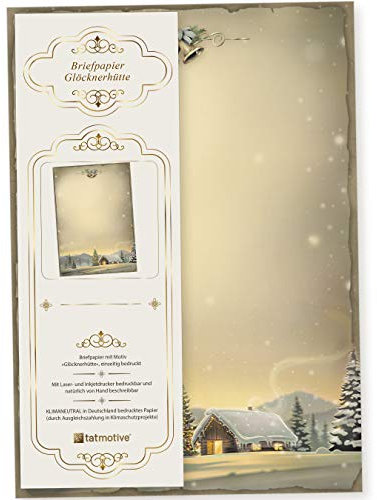 Glöcknerhütte 50 Blatt Briefpapier Weihnachten A4, Weihnachtsbriefpapier Nostalgie