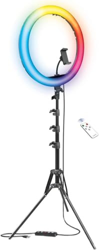 Bower Ring Light with Stand. 16 inch RGB LED Light, 62 Tripod Phone Holder, Wireless Remote, 16 Special Effects/9 Colors/3 White Lights for Selfie, Live Stream, Makeup, YouTube, TikTok, Videos