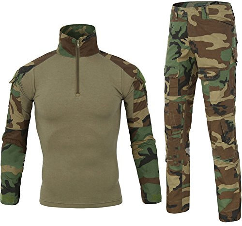 LANBAOSI Treillis Militaire Homme Chemise de Manches Longues et Camouflage Pantalon Costume Uniforme pour Paintball Chasse Tir BDU