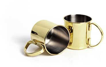 ECHTWERK 2-teiliges Kupferbecher-Set, bruchsichere Edelstahl-Gläser, Cocktail-Set, Cocktailgläser perfekt für Gin, Vodka, Bier und Kaltgetränke, Geschenkset, Gold-Edition, 480 ml