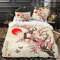 Housse De Couette Fleur De Cerisier Papillon 140x200 Enfant Ado Fille 3D Rétro Japonais Parure de Lit 1 Personne Microfibre 3 pièces Housse De Couette avec Fermeture Éclair+2 Taies d'oreiller 50x75cm