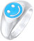Kuzzoi Siegelring Herrenring Smile in 925 Sterling Silber massiv, Herren Silberring (11 mm) mit Emaille, Emoji Ring für Männer, Ringgröße 64