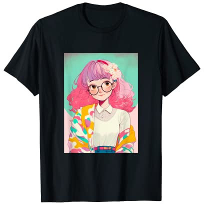 Niedlicher Anime mit Brille T-Shirt