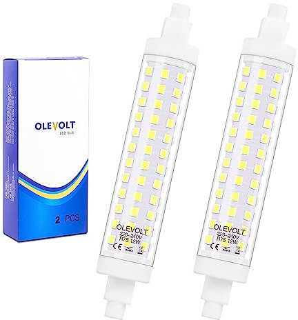 OLEVOLT R7S LED 118mm Neutralweiß 4000K, 7W Ersetzt 70W Halogenstab, Nicht Dimmbar 1380LM, Stablampen für Baustrahler, Sicherheit, 2 Stück