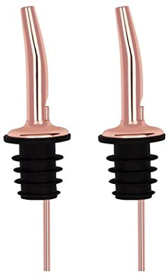 Copper Spirit Pourer (Pack of 2) | Wine Pourer, Freeflow Drink Pourers, Cocktail Making Pourer, Oil Drizzler, Bottle Pourer, Speed Pourer | Copper Plated | Premium Home Bar Accessories | Bartender