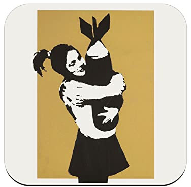 Untersetzer aus Kork, Banksy Bomb Hugger Bomb Girl Street Art Graffiti, 6 Stück (95 x 95 mm)