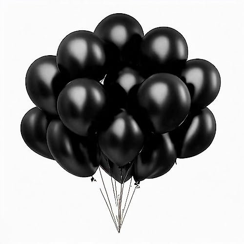 luftballons metallic Schwarz 100 Stück, 12zoll/30cm Helium Luftballons Geburtstag, Helium Ballons Geburtstag, Regenbogen Luftballons Für Geburtstagsdeko, Luftballons Hochzeit