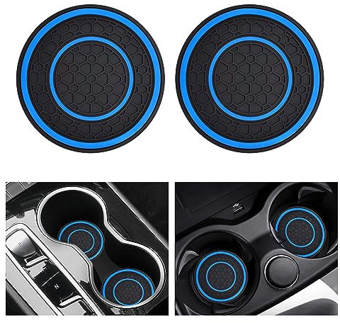 2 PCS Car Cup Holder Coaster,Car Coasters Cup Mats,2.75 Inch Universal Car Cup Coasters,Non-Slip Anti Dust Mats Cup Holder Insert Coaster, Suitable for Most Car Interior (Blue)
