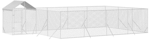 vidaXL Outdoor-Hundezwinger mit Dach Silbern 10x6x2,5 m Stahl Verzinkt