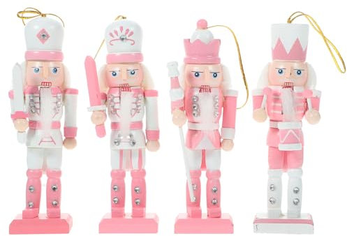 4pcs Nutcracker Christmas Decorations Desktop Xmas Ornaments for Holiday Cheer Nutcracker Pendants for Tabletop Shelf and Garden Decor Xmas Present