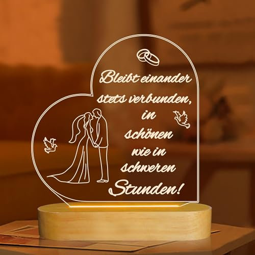Ammonite Hochzeitsgeschenke Bleibt einander Geschenk Hochzeit, Nachtlicht Warmes weißes Licht Holzsockellampen, Geschenke Schlafzimmer Dekoration