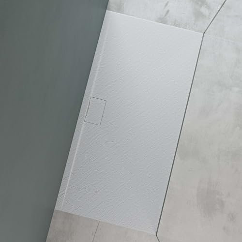 Mai & Mai Duschtasse Duschwanne aus Mineralguss BxTxH: 80x120x3 cm Mineralgusswanne in Weiß DIN-Anschlüsse Geoma07