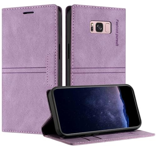TOUCASA Handyhülle für Samsung Galaxy S8 Plus, PU Leder Brieftasche Flip Stoßfest Hülle, mit [Kartenfächer] [Magnetverschluss] [Ständer] Kompatibel mit Samsung S8 Plus (Lila)